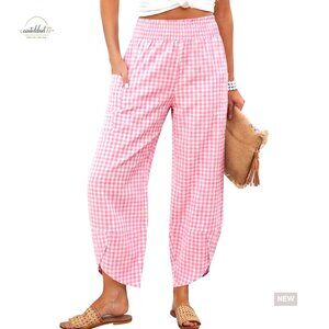 Wide Leg Palazzo Pants High Waisted Loose Fit Casual Lounge Cropped